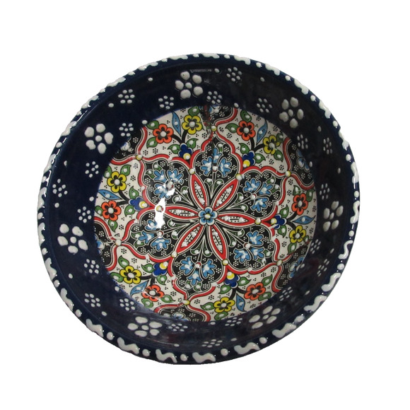 4 Turkish Mini Finger Bowl Handmade Hand Painted Raised Paint Ceramic Pottery 5" - Picture 3 of 8